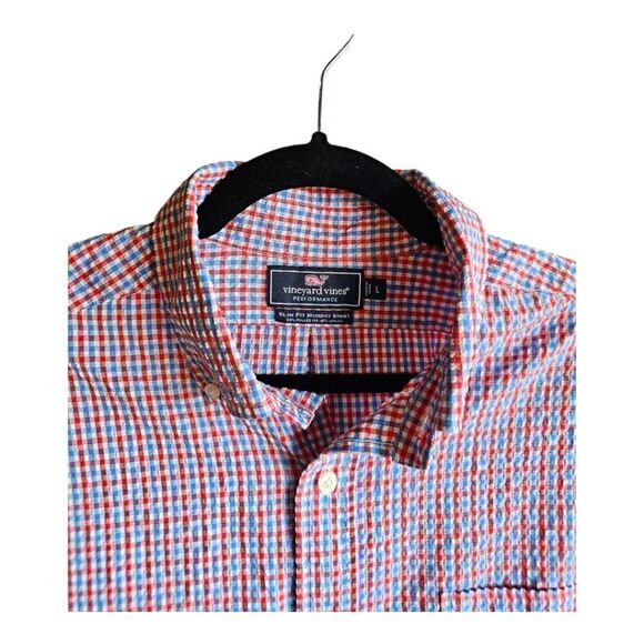 VINEYARD VINES PERFORMANCE Slim Fit Murray Gingham Check Shirt- Size Large - Picture 4 of 9
